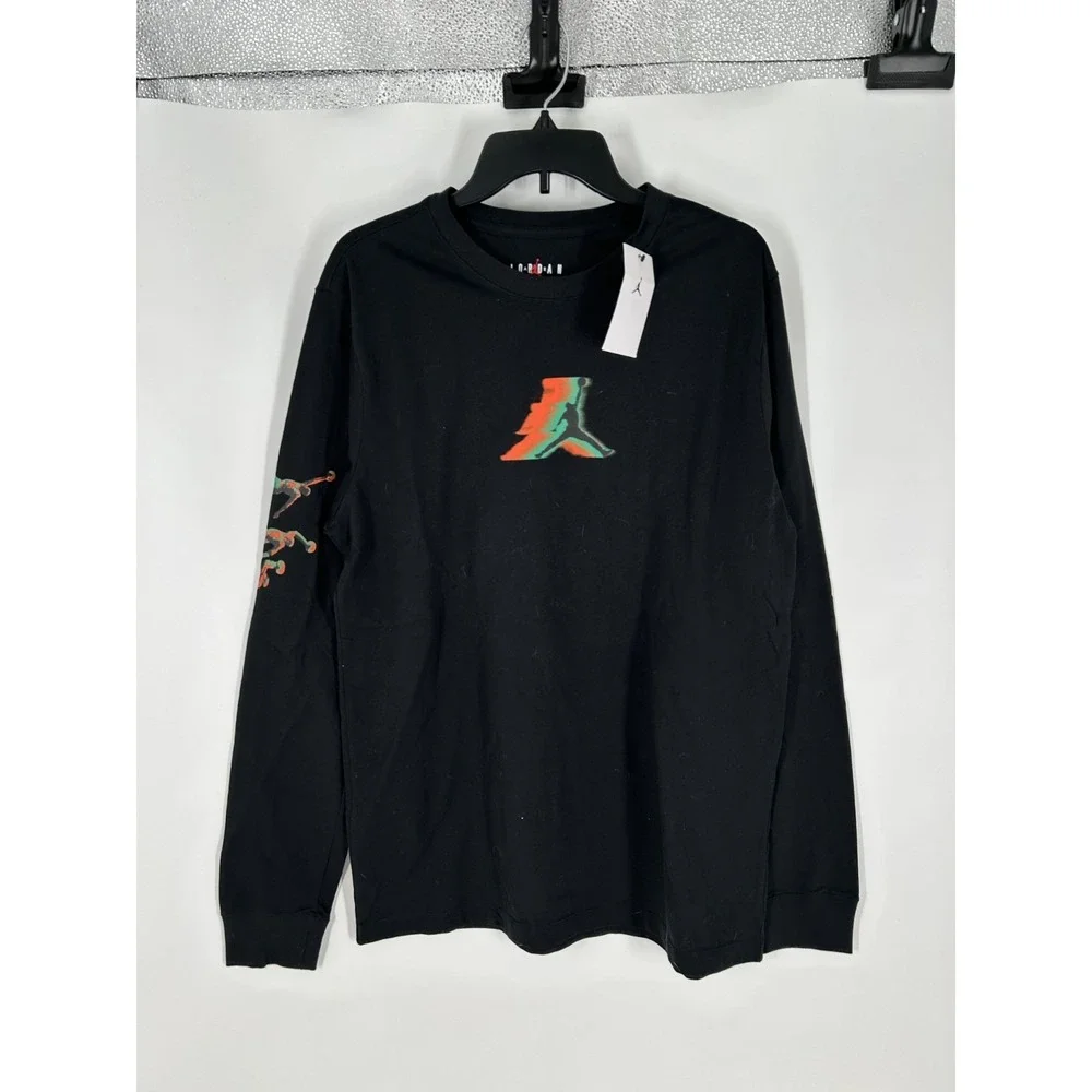 Air Jordan T Shirt Mens Large Black Long Sleeve‎ Jumpman Logo Cotton Graphic